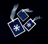 Luxury Blue & Cream Pearlised Tags - Handcrafted Christmas Tags - dr16-0086